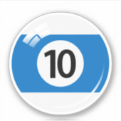 Pool/biljartbal nummer tien (10) blauw wit sticker (Voorkant)