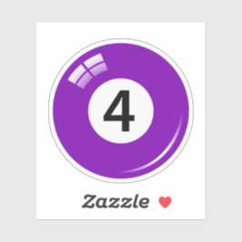 Pool/biljartbal nummer vier (4) paarse sticker