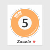 Pool/biljartbal nummer vijf (5) sinaasappel sticker (Vel)