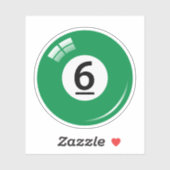 Pool/biljartbal nummer zes (6) groen sticker (Vel)