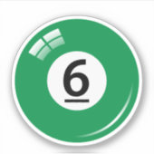 Pool/biljartbal nummer zes (6) groen sticker (Voorkant)