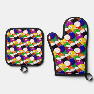 Pool Biljartballen Ontwerp Ovenwant & Pannenlap Set