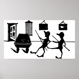 Pool Billiards Game Man Cheating Illustration Art Poster
