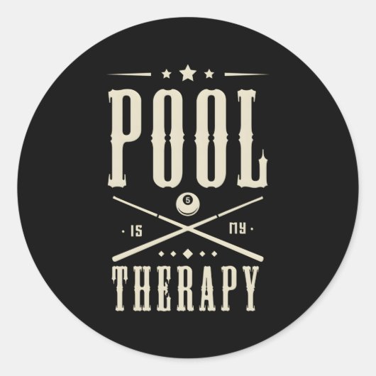 Pool Billiards is mijn Therapy Gezegde Ronde Sticker (Voorkant)