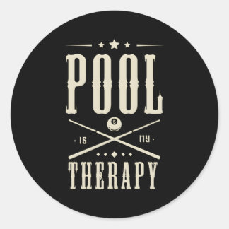 Pool Billiards is mijn Therapy Gezegde Ronde Sticker