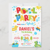 Pool Birthday Party Boy Invitation Kaart (Voorkant)