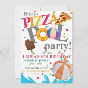 Pool Birthday Party Custom Kaart