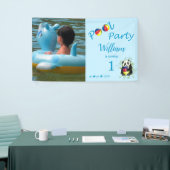 Pool Birthday Party Cute Panda Palling Ball Spandoek (Beurs)