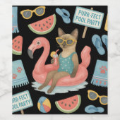 Pool Birthday Party for Cat Lovers Wijn Etiket (Enkel label)