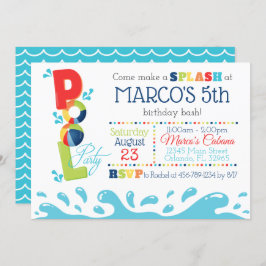 Pool Birthday Party Invitation - Pool Party Kaart