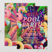 Pool Birthday Party Kinder - aangepast Kaart (Voorkant / Achterkant)