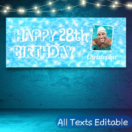 Pool Birthday party Water ripples custom foto Spandoek