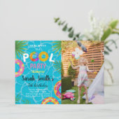 Pool Birthday-uitnodigingen met foto Kaart (Staand voorkant)