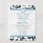 Pool Blue Damask Swirls Wedding Invitation 5 x 7 Kaart (Voorkant)