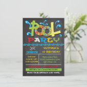 Pool Chalkboard met waterspatten Kaart (Staand voorkant)