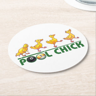 Pool Chick Ronde Kartonnen Onderzetter