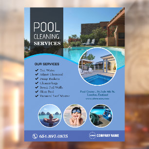 Pool Cleaning Custom Window Cling Raamsticker