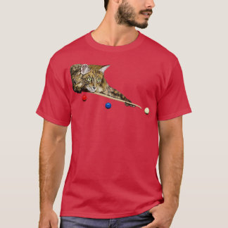 POOL EN SNOOKER CAT 8 BALL 9 BALL CAT PLAYING T-SHIRT