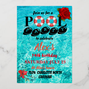 Pool Feest Folie Uitnodiging
