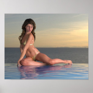 Pool Girl Reby Sky Poster