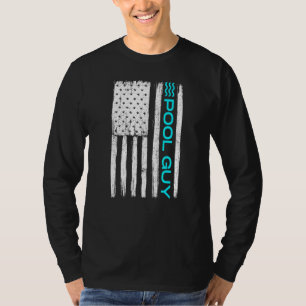 Pool Guy Retro Patriotic US Flag T-shirt