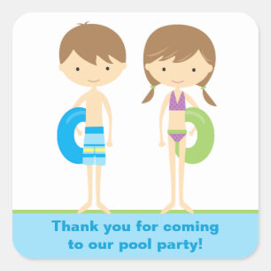 Pool Kinder Party Stickers