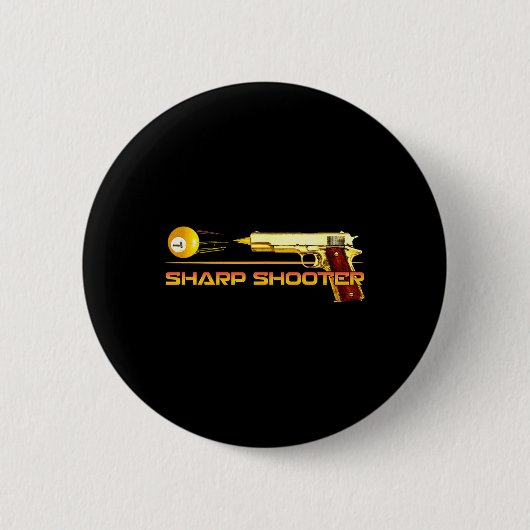 Pool LL Sharp Shooter Biljart Pistool Geel Ronde Button 5,7 Cm (Voorkant)