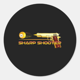 Pool LL Sharp Shooter Biljart Pistool Geel Ronde Sticker