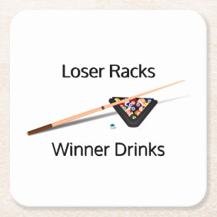 Pool Loser Racks Winner Drinken Vierkante Kartonnen Onderzetter