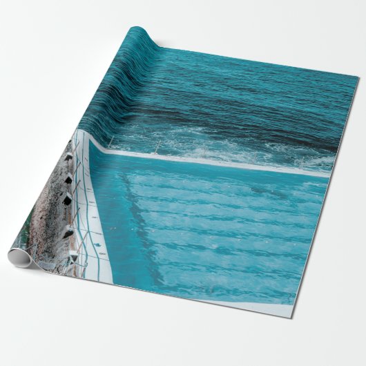 Pool nabij zee cadeaupapier (Uitgerold)