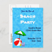 Pool of Beach Party Custom Invitation Briefkaart (Voorkant / Achterkant)