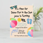 Pool Party 1e Verjaardag Kaart (Staand voorkant)