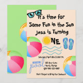 Pool Party 1e Verjaardag Kaart (Voorkant / Achterkant)