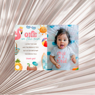 Pool Party 1e Verjaardagsfeestfoto Dank u kaart