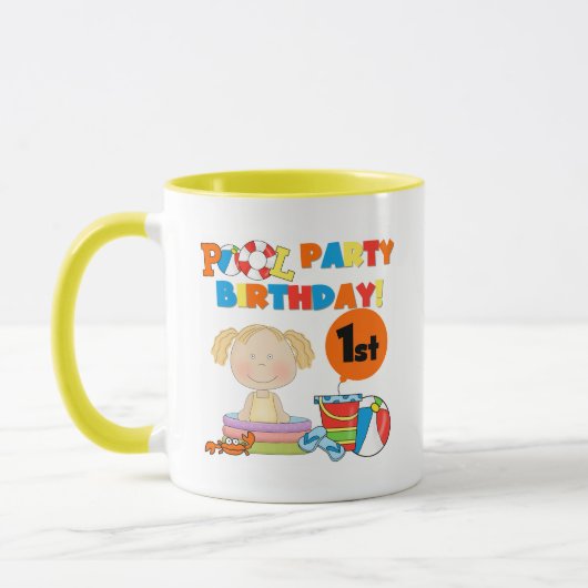 Pool Party 1st Birthday T-shirts en cadeautjes Mok (Links)