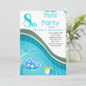 Pool Party 8e anniversaire Invitations (Debout devant)
