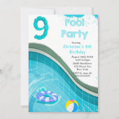 Pool Party 9e anniversaire Invitations (Devant)