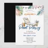 Pool Party Adult Birthday Invitation (Devant / Derrière)