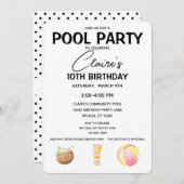 Pool Party Anniversaire Fille Fête Invitation (Devant / Derrière)