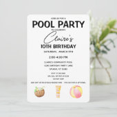 Pool Party Anniversaire Fille Fête Invitation (Debout devant)