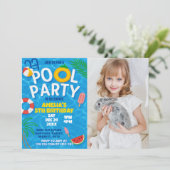 Pool Party Anniversaire Invitation avec photo (Debout devant)