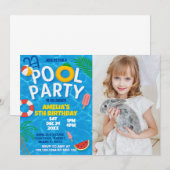 Pool Party Anniversaire Invitation avec photo (Devant / Derrière)