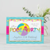 Pool Party Anniversaire Invitation fille (Debout devant)