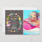 Pool Party Anniversaire Invitation Flamant rose tr (Devant)
