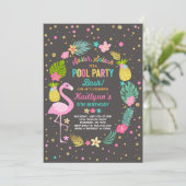 Pool Party Anniversaire Invitation Flamant rose tr (Debout devant)