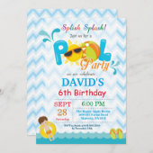Pool Party Anniversaire Invitation Splish Splash B (Devant / Derrière)