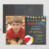 Pool Party Anniversaire Invitation Splish Splash B (Devant / Derrière)