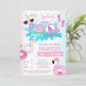 Pool Party Anniversaire Invitations pour fille (Debout devant)