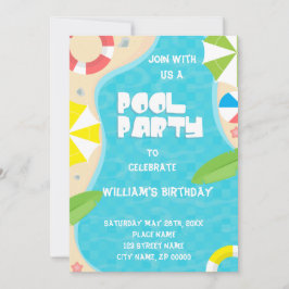 Pool Party any Age Birthday Invitation Kaart
