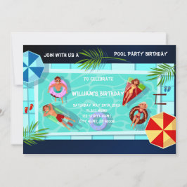 Pool Party any Age Birthday Invitation Kaart